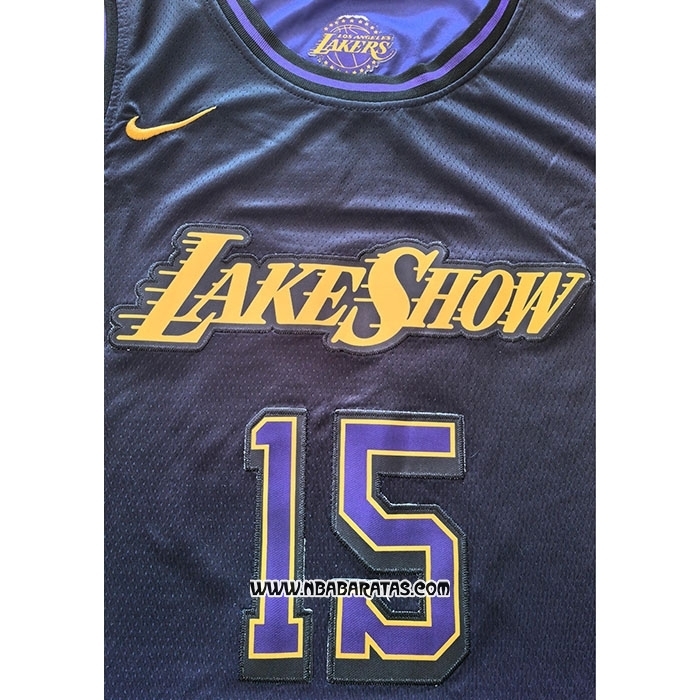 Camiseta Los Angeles Lakers Austin Reaves #15 Ciudad 2024-25 Violeta